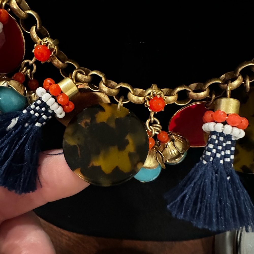 J. Crew Gold and Navy Tassel Necklace - Picture 4 of 12